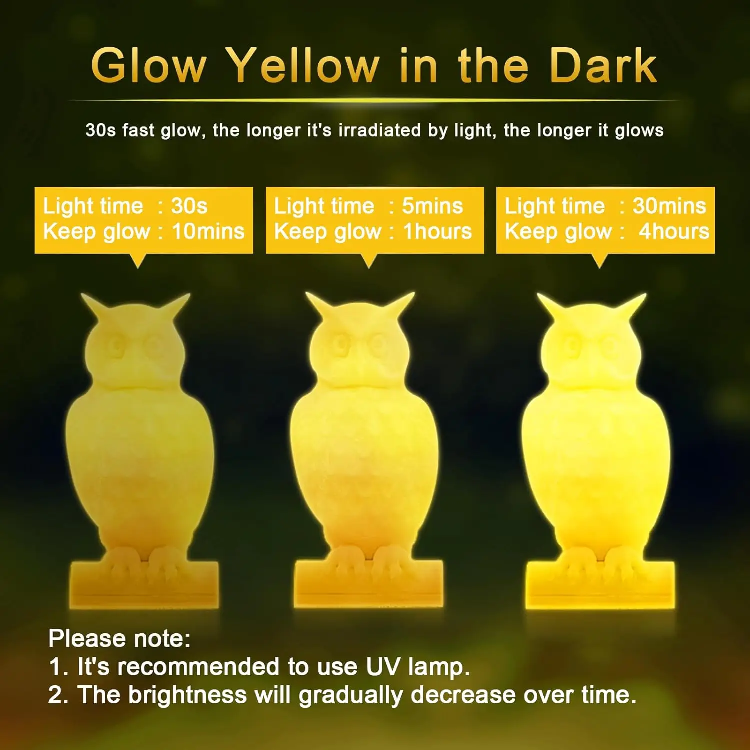 Glow in The Dark PLA 3D Printer Filament Bundle 1.75mm 3D Printing Filament Dimensional Accuracy +/- 0.03mm,Yellow,250g
