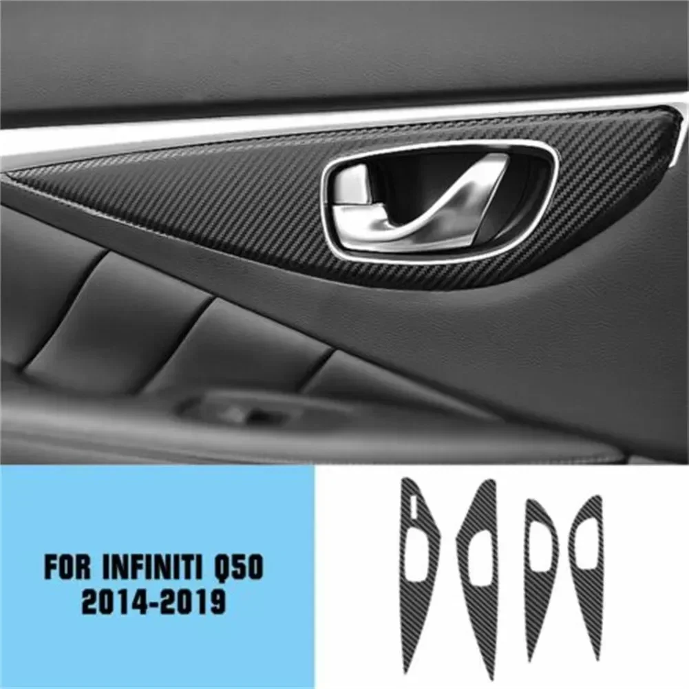 18pcs/kit For Infiniti Q50 2014-2019 For Left Rudder Black Carbon Fiber Interior Sticker Trim Car Replace Part