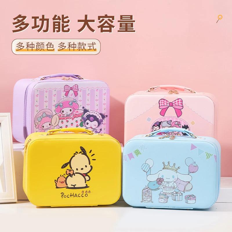 

Sanrio Hello Kitty New Cartoon Cute Cosmetic Case Portable Melody Suitcase Large Capacity Kulomie Cosmetic Bag