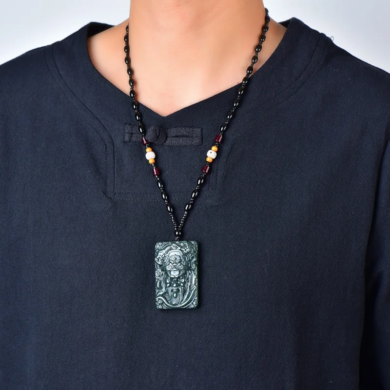 

Exquisite Hetian Jade Qingyu Guan Gong Pendant