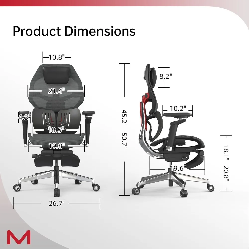 ES2T Computer Desk Gaming Chair with 2-Piece Protrusion Adjustable Lumbar Support Trackmaster 6D Armrest Height Adjustable