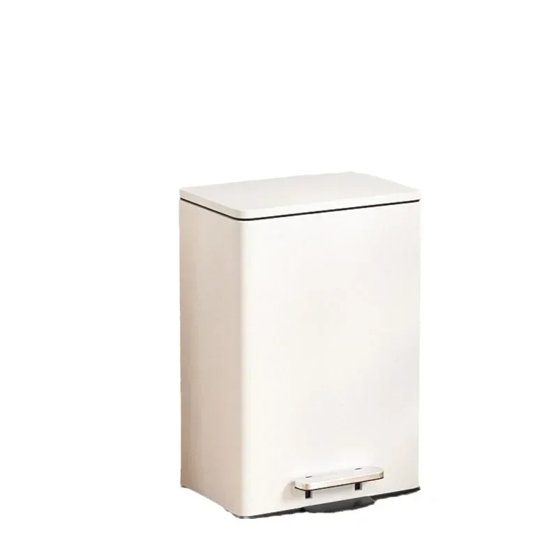 12L Cream White Bin Ins Wind High Appearance Level with Lid Stainless Steel Treadle Kitchen Household