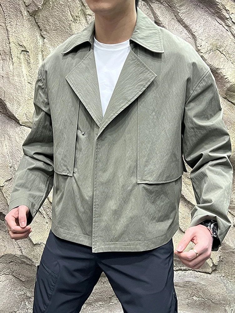 

High-End Line Spring Men's Loose Casual Jaet Windbreaker Thin Outerwear Technology Silk Cotton Lightweight Faionable
