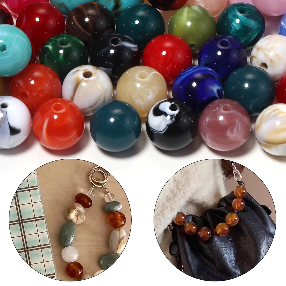 10Pcs/lot 20mm Imitation Natural Stone Round Acrylic Beads Clouds Effect Loose Bead Jewelry Making Bracelet necklace Accessories