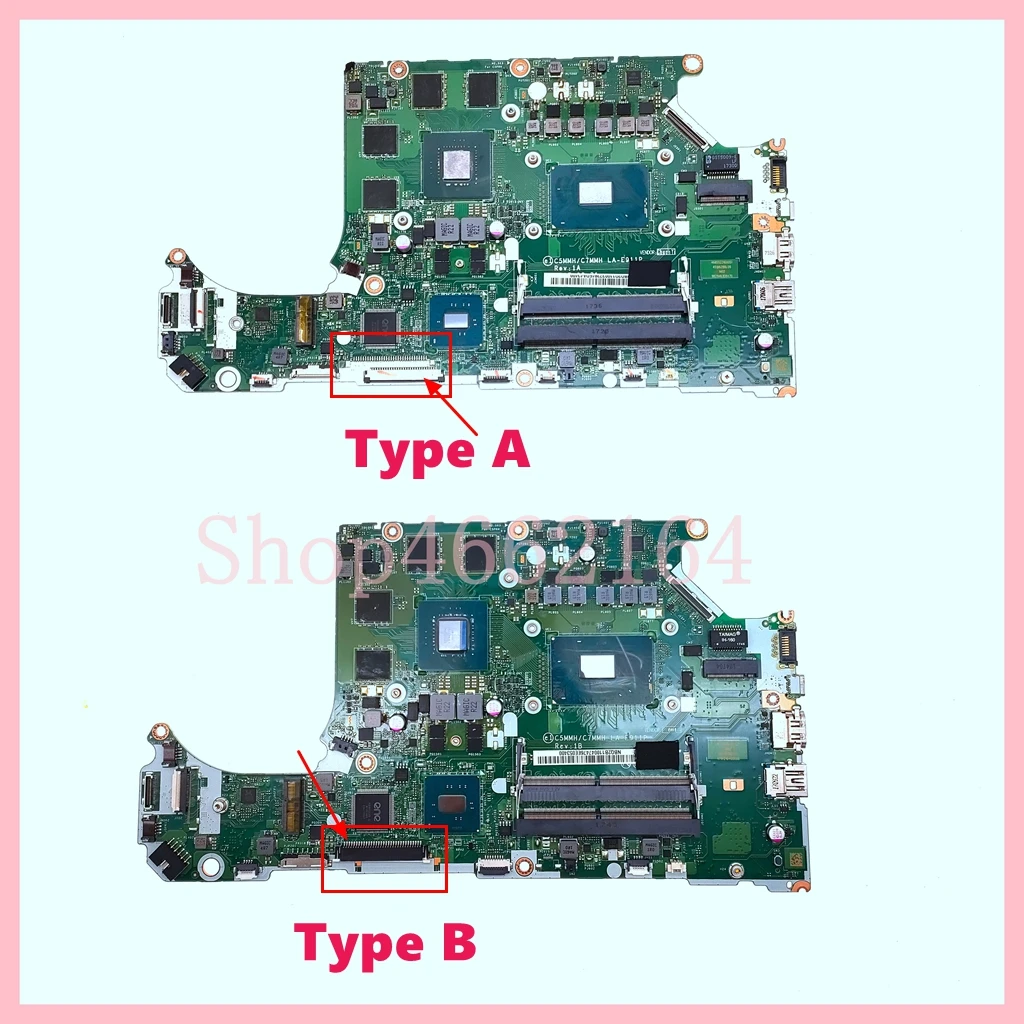 Imagem -02 - Placa-mãe Portátil para Acer Notebook Mainboard c5 Mmh c7 Mmh La-e911p I57300hq Cpu Gtx1050-v4g An51551 A715-71g