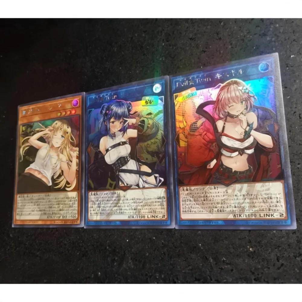 DIY Yu-Gi-Oh! Evil★Twin Ki-sikil Lil-la 1th 3PCS/Set Four Types of Flashes Anime Peripheral Game Collection Card Holiday Gift