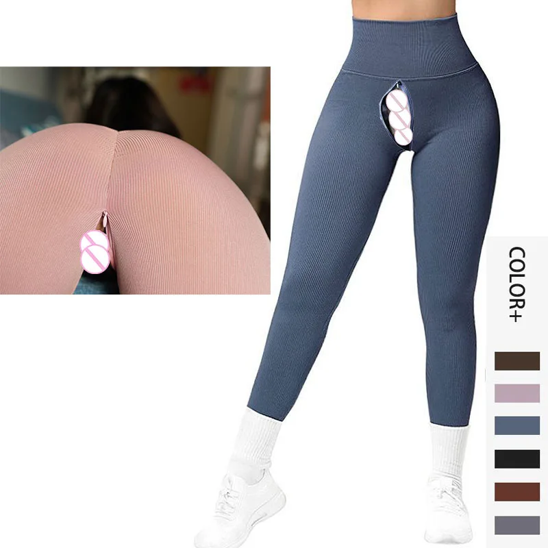 Calças de Yoga de Cintura Alta para Mulheres, Virilha Aberta, Leggings Esportivas Sexuais ao Ar Livre, Fitness, Jogging, Ginásio, Calças Justas de Treino, Booty Lift