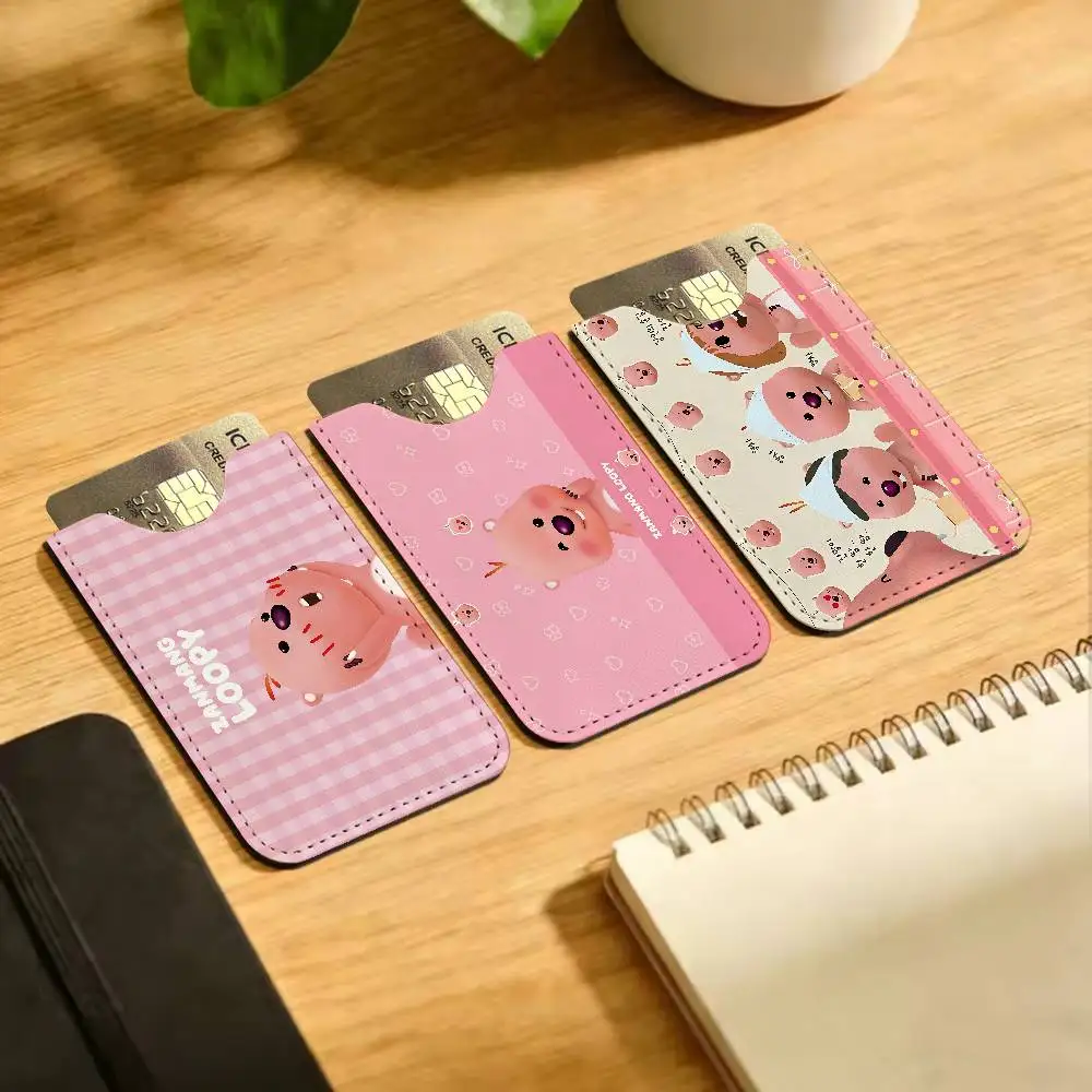 Cute Zanmang Loopy Men's Genuine Leather Mini Card Wallet, Ultra Thin Credit Portable Business Card & Transit Bus Card