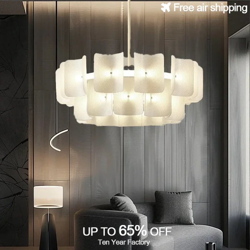 

Minimalist White Acrylic LED Large Hanging Chandelier Light for Bedroom Dining Living Room and Hotel Lobby Ceiling Fixture