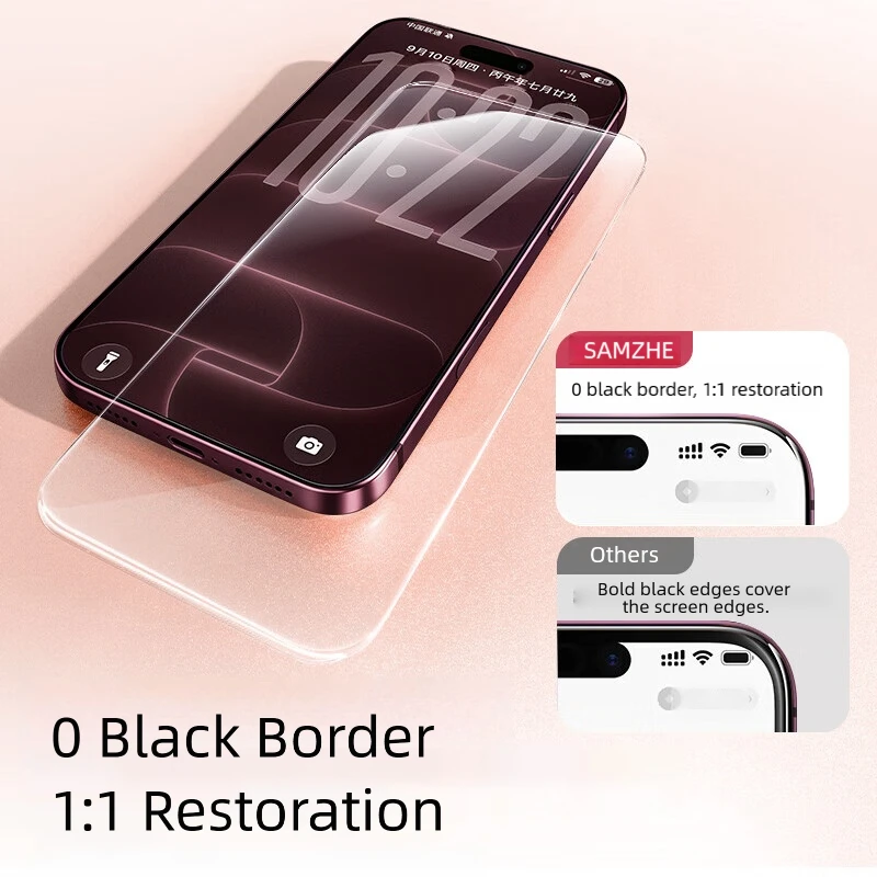 SAMZHE 2PCS HD Glass For iPhone 18 17 16 15Pro Max Screen Protector Full Screen Tempered Glass Protection with Dust-free Cabin