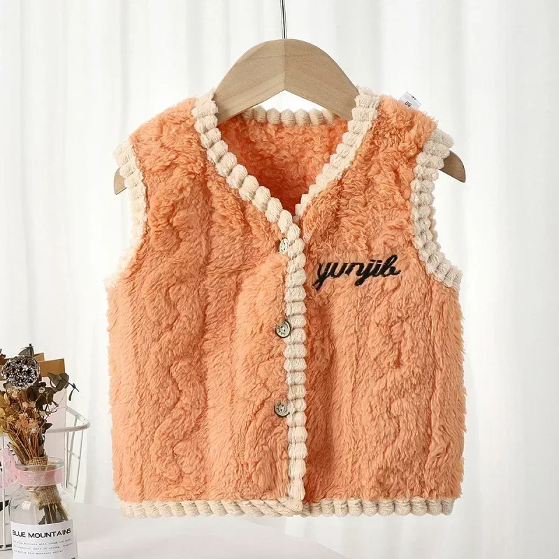 Gilet per bambini Gilet di flanella Cardigan spesso Stile autunnale e invernale I vestiti per la casa per bambini piccoli possono essere indossati