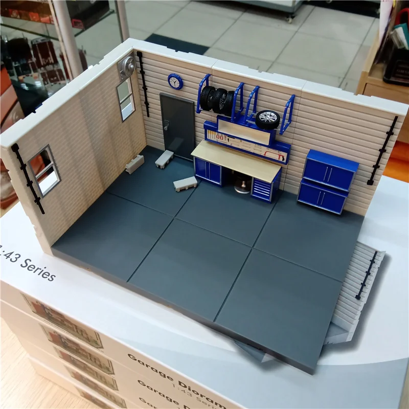 Accessori per l'esposizione dell'officina di riparazione della simulazione della scena del garage del modello di auto pressofuso in scala 1/43