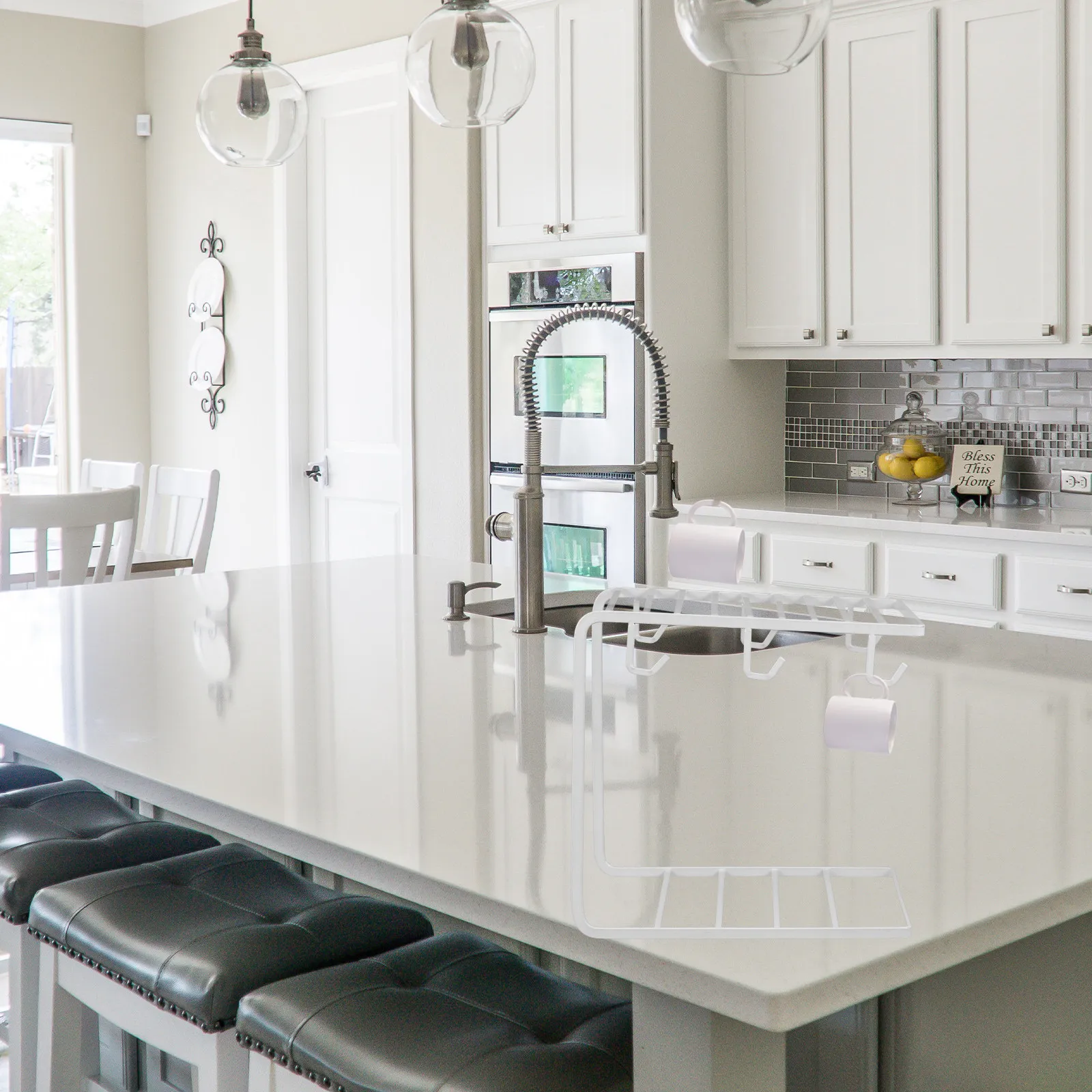 

1 шт. железная подставка для сушки чашек, компактная, экономит место, для кухни, бара, гостиной, офиса, для хранения и сушки посуды