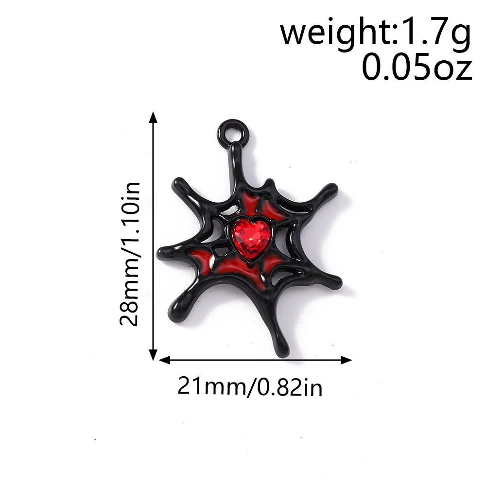 Leslie 5 Stück Retro Gothic Spinnennetz Herz Kreuz Charms für Schmuckherstellung Metall Steampunk Herz Anhänger DIY Ohrringe Halsketten – Detail 17