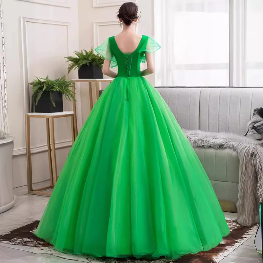 Suknia zielona kula GUXQD Quinceanera sukienki tiulowe aplikacje na bal suknie na imprezy urodzinowe formalne Vestido De Noche