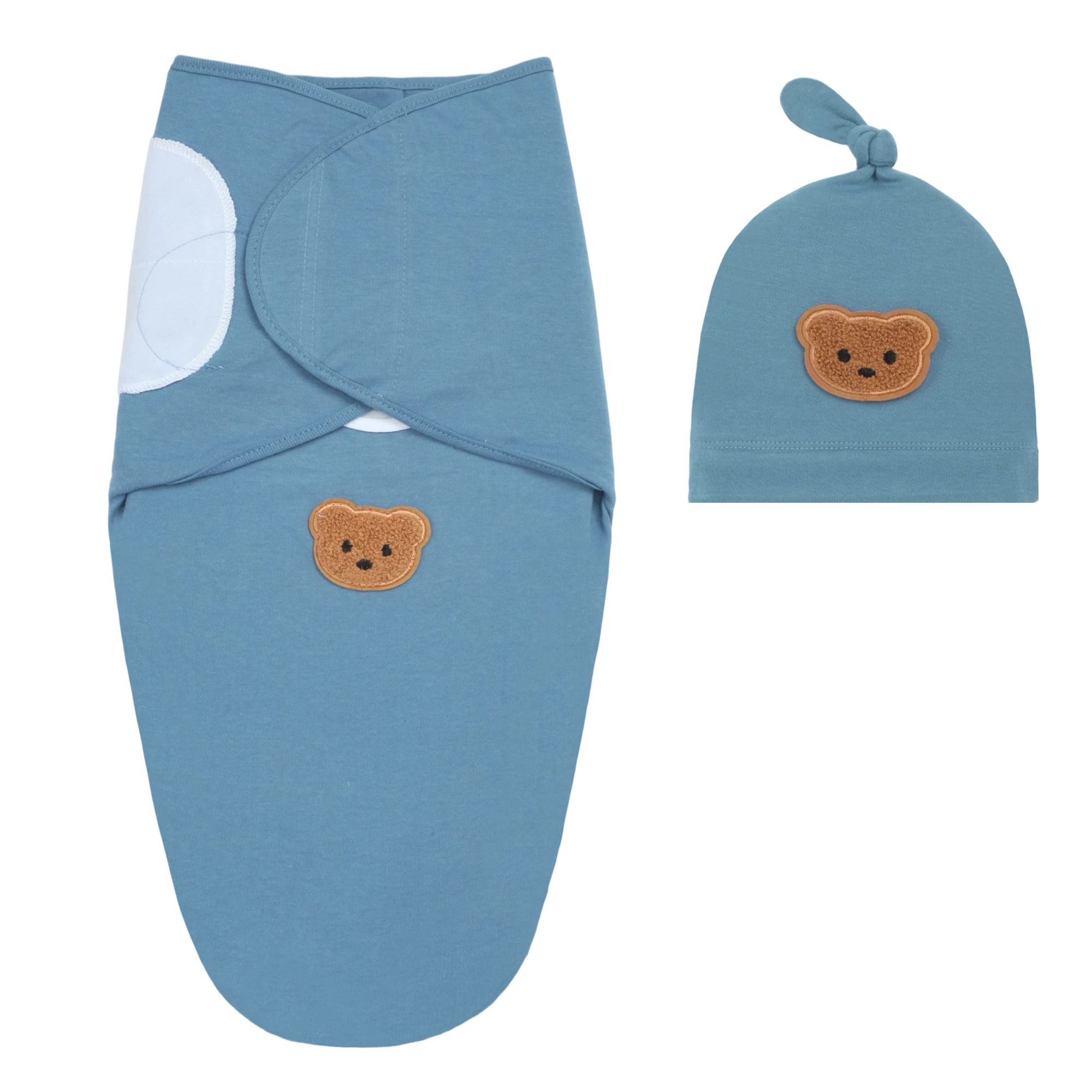 

Дышащее однотонное одеяло-пеленка для младенцев, комплект для новорожденных: пеленка и шапочка, из мягкого хлопка, улучшает сон