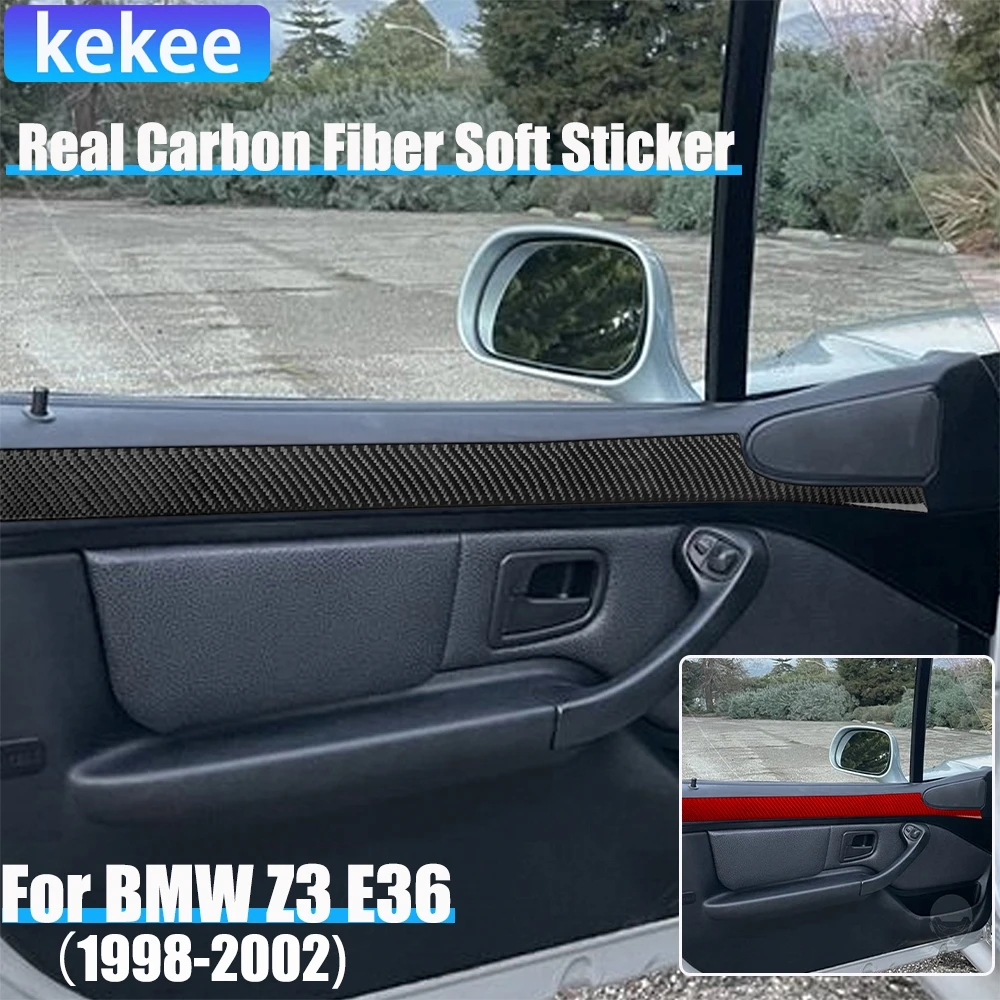 Real Carbon Fiber Car Accessories Door Armrest Panel Decorative Cover Soft Sticker For BMW Z3 E36 1998 1999 2000 2001 2002