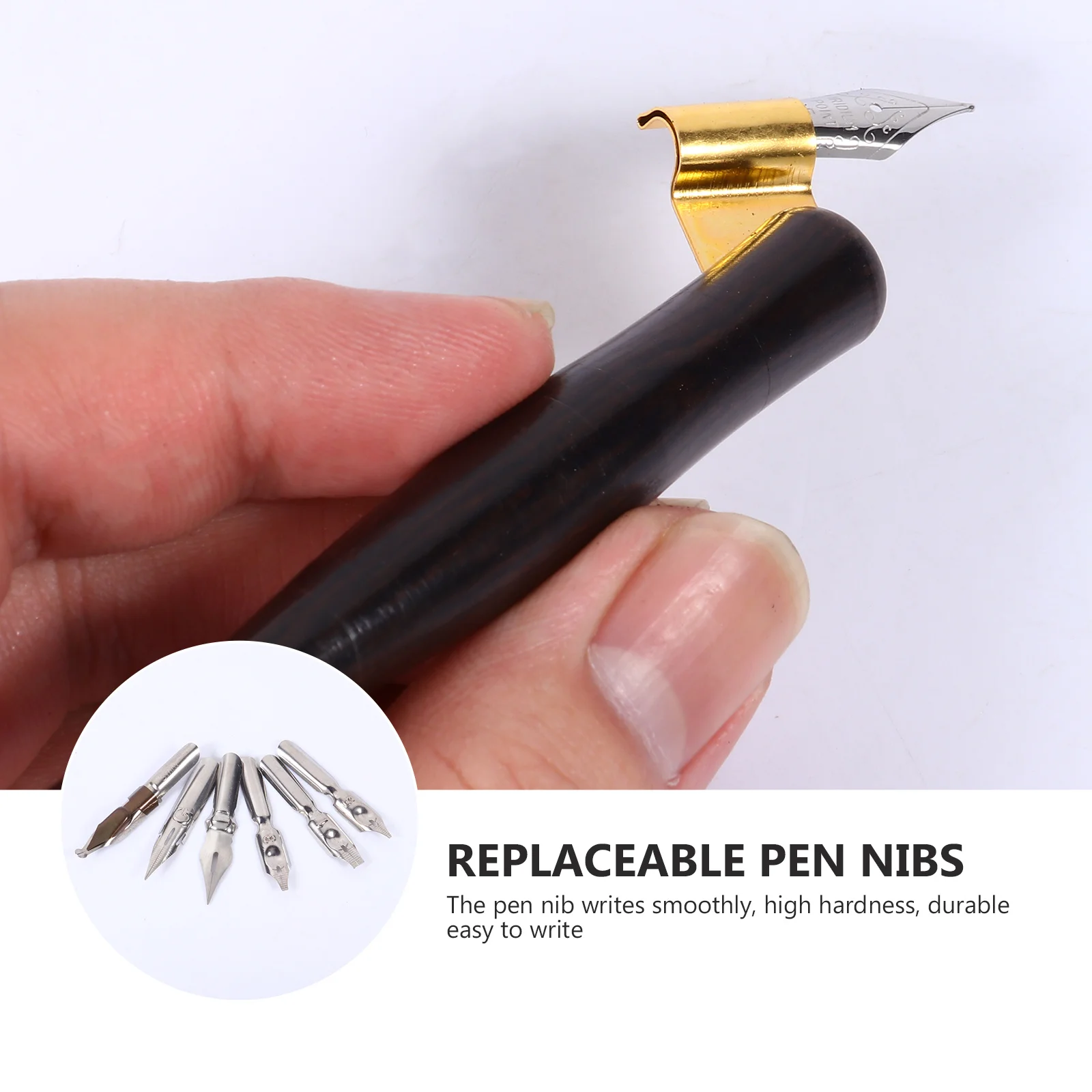 1 set Wooden Handle Set Sturdy Calligraphy Writing Drawing Tool For Adult Student Practice English Cartoon Artwork Calligraphy