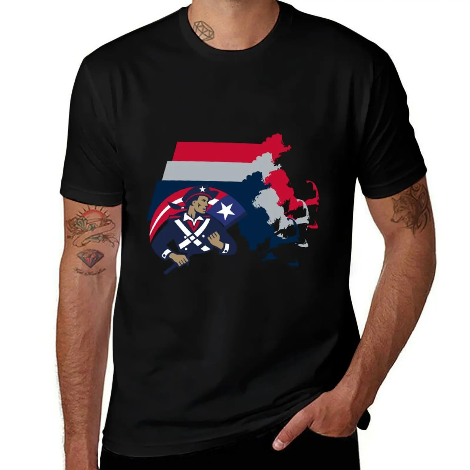 

Massachusetts Border, Patriots T-Shirt gifts for boyfriend anime oversized plus size men clothing