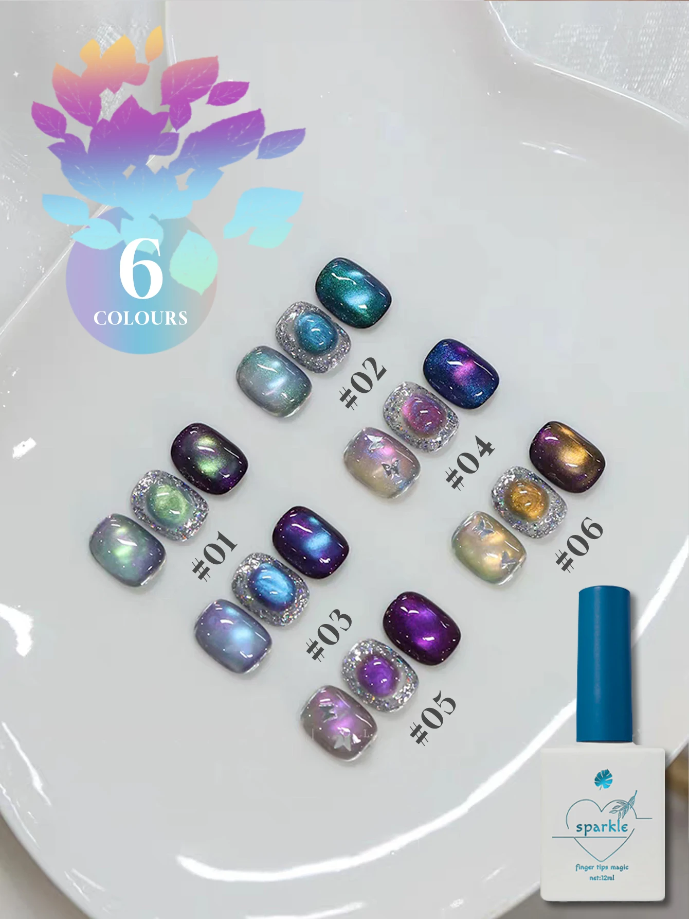 1-6 SZT. Lakier Żelowy do Paznokci Efekt Kociego Oka Gwiezdna Aurora 2025 Jesień i Zima Popularny Super Błyszczący Aurora Szklane Koraliki Akcesoria do Zdobienia Paznokci