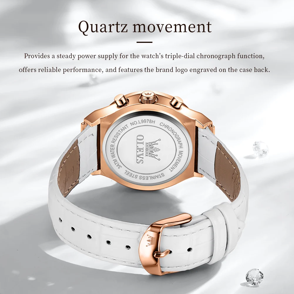 OLEVS 9978 Brand original authentic watch for woman Gift Box Belt diamond chronograph quartz women's watch