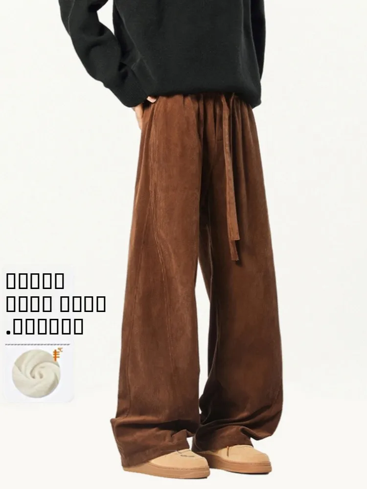 

Men's Fce Lined Corduroy Pants Winter Thi Warm Straight Leg American Sle Spor Trousers Casual Long Pants