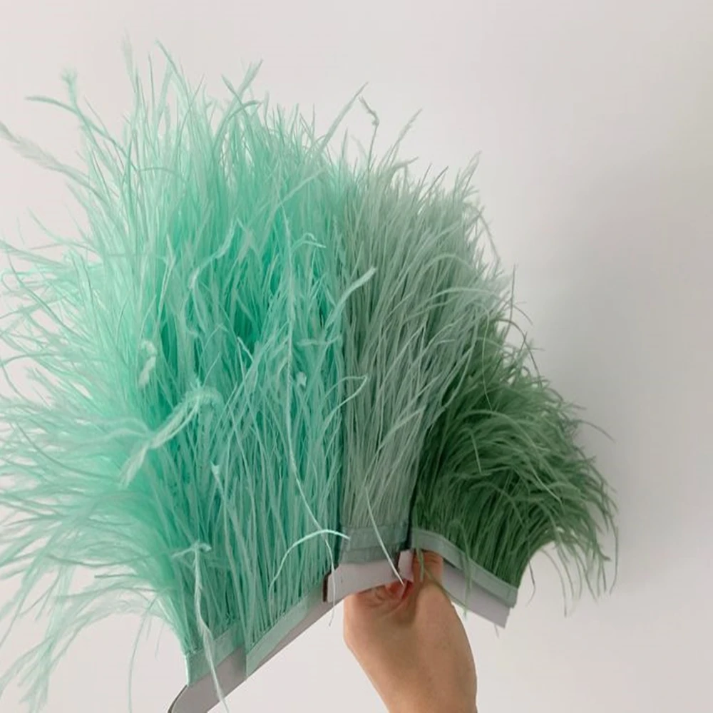 1 Meter 8-10cm Echte Straußenfeder-Borte, Langes Straußenfederband für Kleidung, Nähzubehör, Großhandel – Detail 5