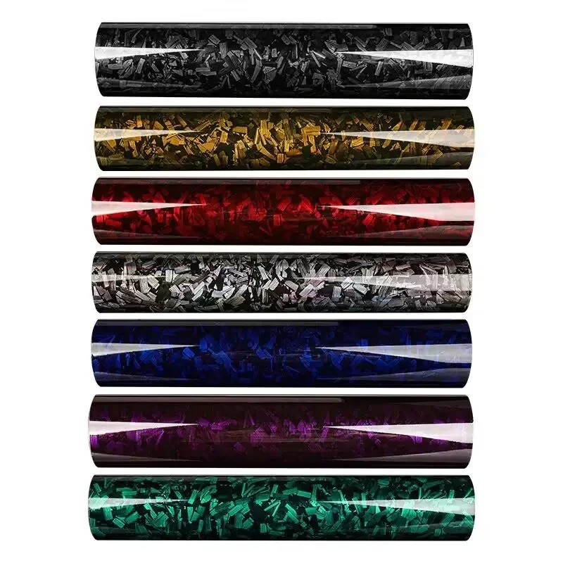 PET Forged Carbon Fiber Vinyl Wrap Gloss Black Sticker for Car Interior Console Rearview Mirror Body Motorcycle Refitting Decora