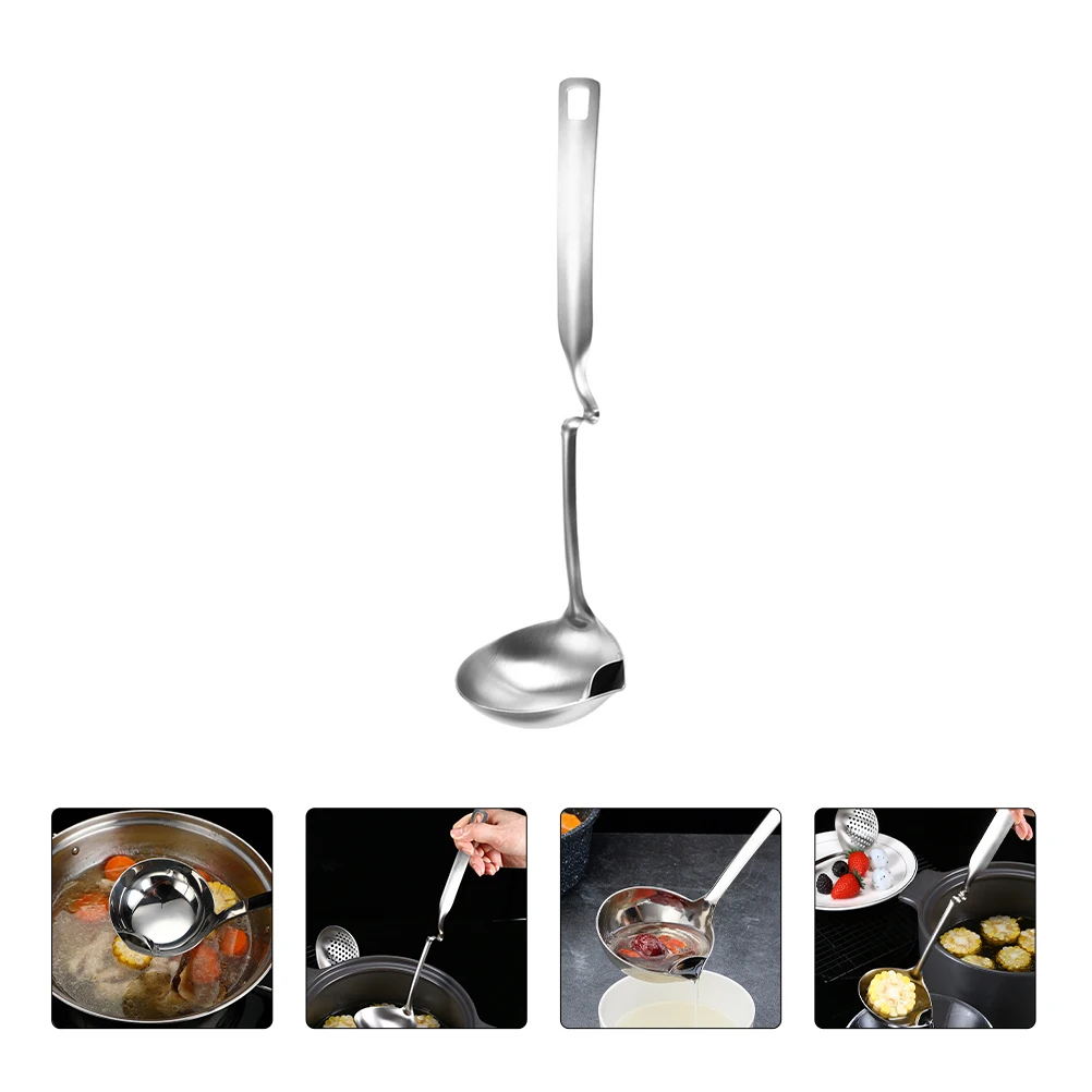 

Stainless Steel Oil Filter Spoon Grease Separator Soup Ladle Long H Kitchen Tool Home Hotpot Scoop Easy Cleaning Storage