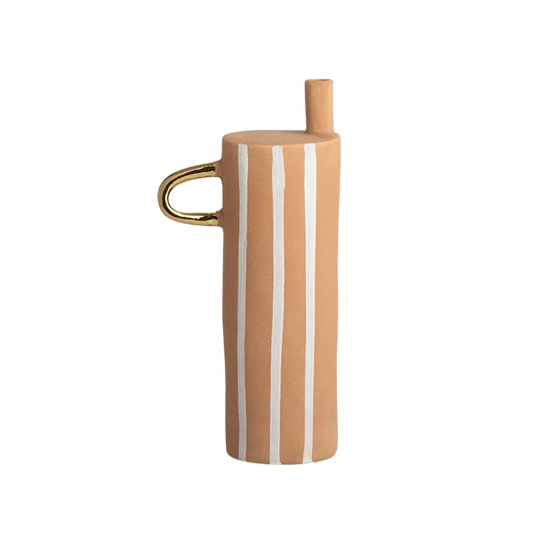 

Nordic light luxury Morandi geometric vase combination model house villa living room flower arrangement TV cabinet decoration