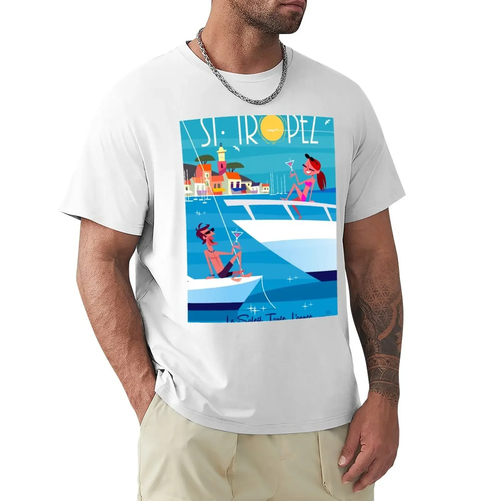 St Tropez Poster T-Shirt summer tops kawaii clothes mens graphic t-shirts hip hop cute clothes tops clothes for men