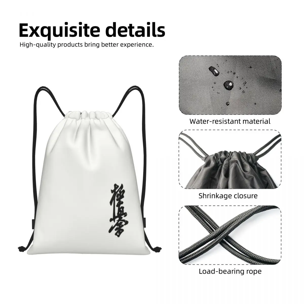 Kyokushin Karate Drawstring Backpack Women Men Gym Sport Sackpack Foldable Martial Arts Shopping Bag Sack