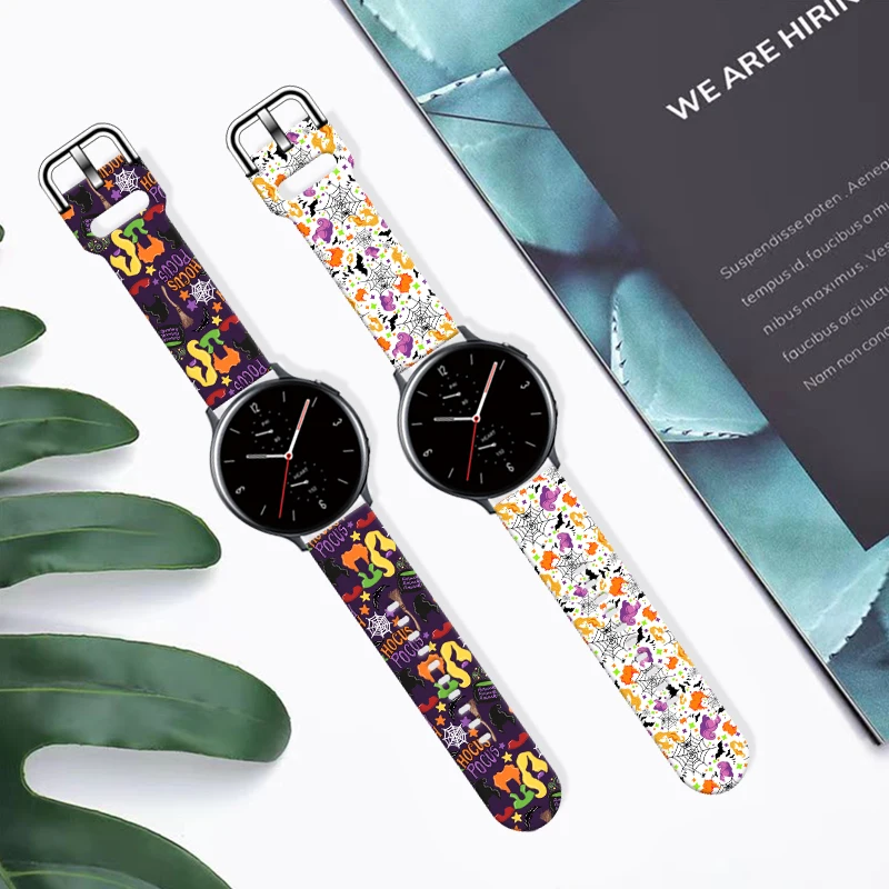 20mm 22mm Strap for Samsung Galaxy Watch 6/5/4 40mm 44mm with Halloween Printed Replaceable Bracelet for Xiaomi S1 Watchband