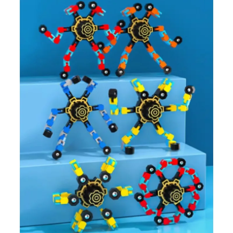 Spinner Luminoso Deformabile Antistress per Bambini e Adulti, Giocattolo Sensoriale Rotante Impilabile Anti-Ansia