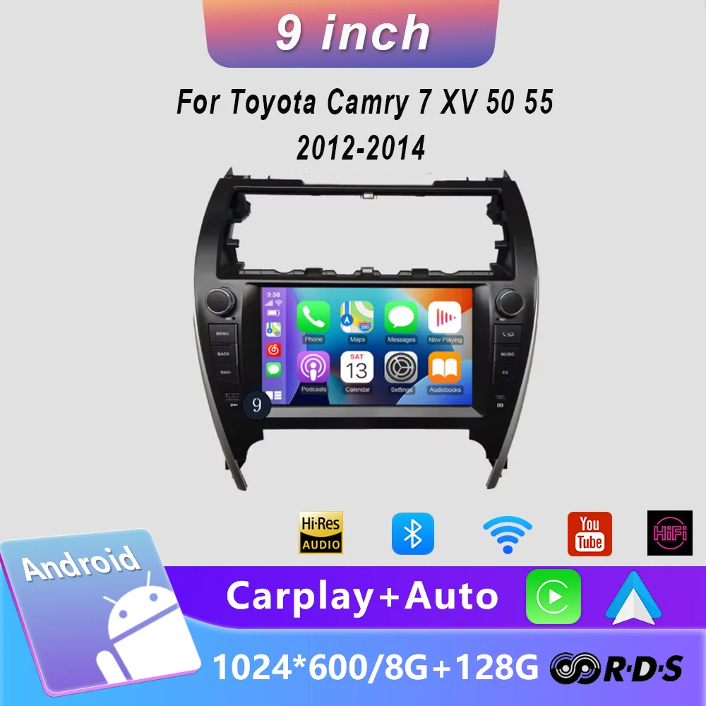 Radio para Auto Estilo Original para Toyota Camry 2012 2013 2014 Versión Estadounidense, Reproductor Multimedia de Video, GPS, Estéreo, Navegación, RDS