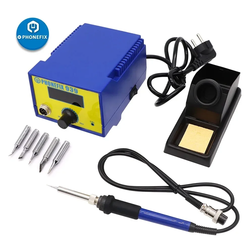 PHONEFIX 939 Electronic Soldering Station Adjustable Temperature LED Display With 900M-T IS SK I K 1C Soldering Iron Tips