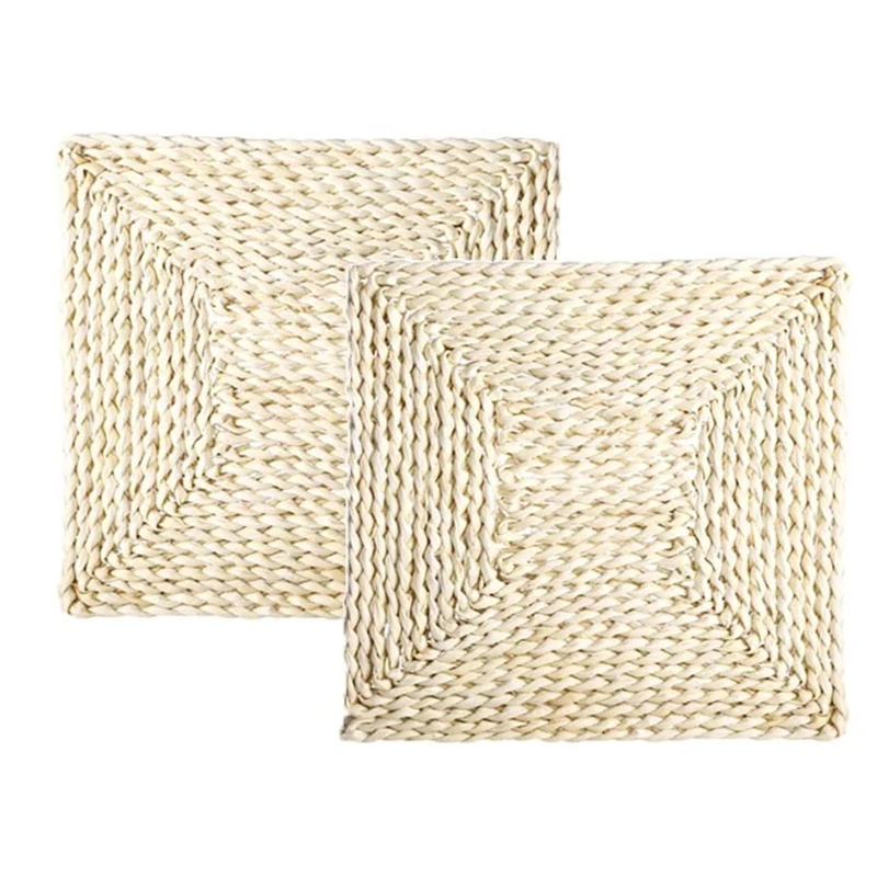 2 Pcs Woven Placemats,Square Wicker Table Mats,Heat Resistant Mats,Natural Woven Placemats For Dining Room, Kitchen,Etc