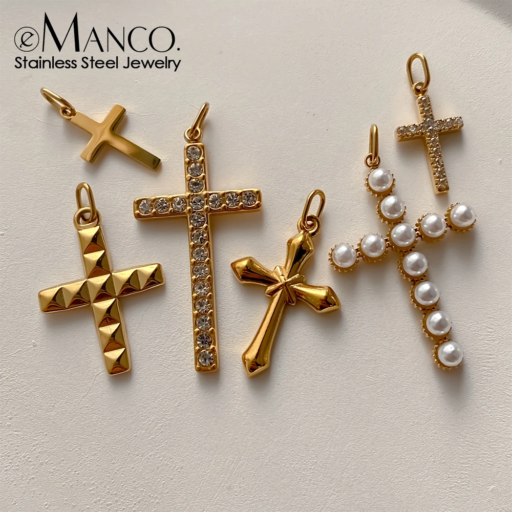 EMANCO Stainless Steel Cross Charm Pendants For Bracelet Necklace Jewelry Accessories Diy Jewelry Making 48 Hours Shipping