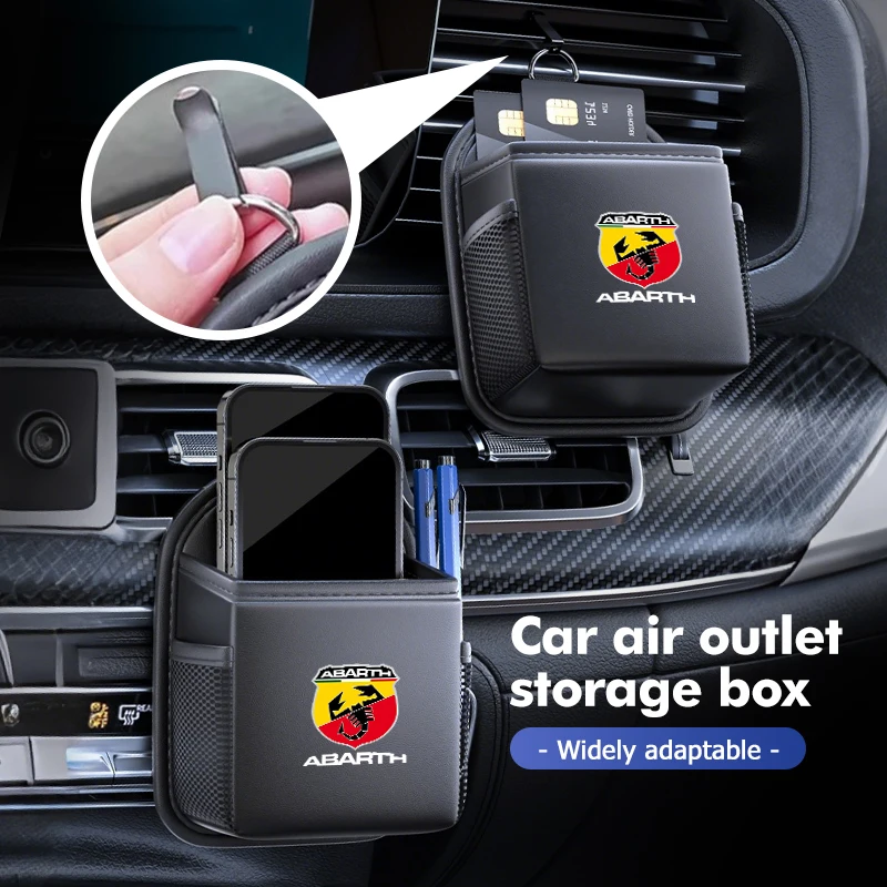 Bolsa de almacenamiento para salida de aire del coche, soporte para teléfono, organizador de bolsillo para Abarth Stilo Ducato Palio Bravo Linea Doblo 500 Grande Tipo