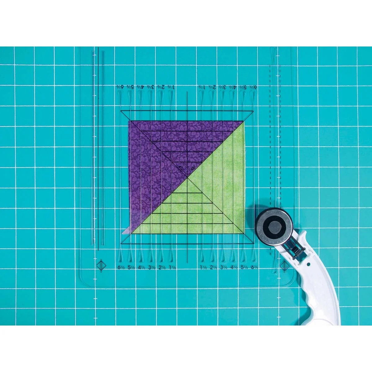 A Perfect Half Square and Quarter Square Triangular Ruler with a 1pc Acrylic Sewing and Quilting Tool