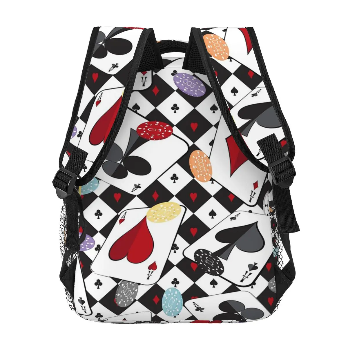 Poker Pattern Playing Card Student Backpack School Bag Hiking Travel Daypack for Men Women Fashion Bookbag Shoulder Bags
