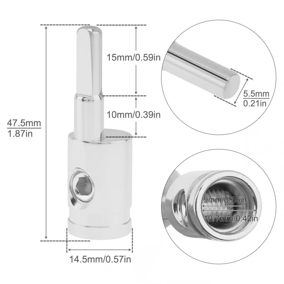 Amp Input Reducer 4 Gauge to 6 Gauge Wire Reducer Power/Ground Adapters Nickel Plated Brass Car  Accessories