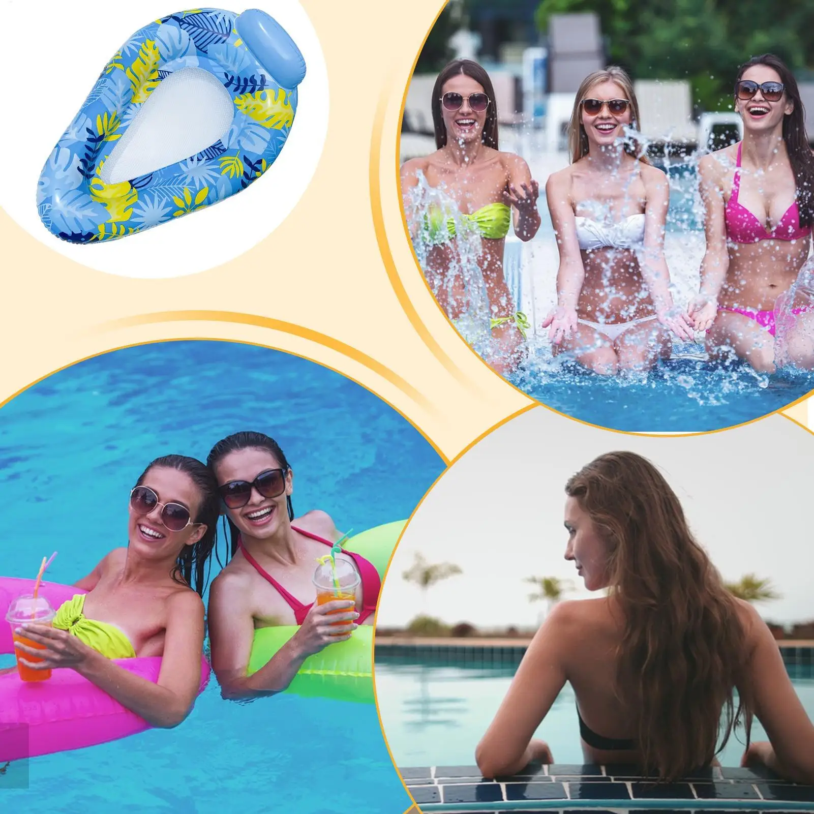 Flotadores de piscina, balsas de piscina para adultos, colchoneta de natación, tumbona para agua al aire libre, fiesta de río, bronceado, patio trasero, playa, lago