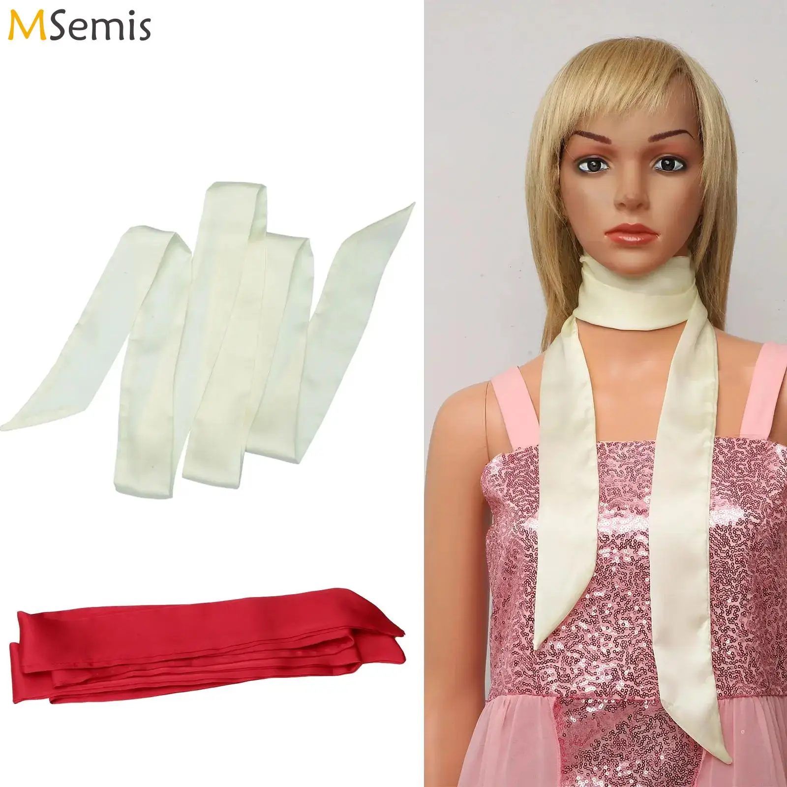 

Solid Color Silk Scarf Headband Long Scarf Sash Headdress Costume Accessories Wedding Bridal Satin Neckerchief Waist Belts Sash