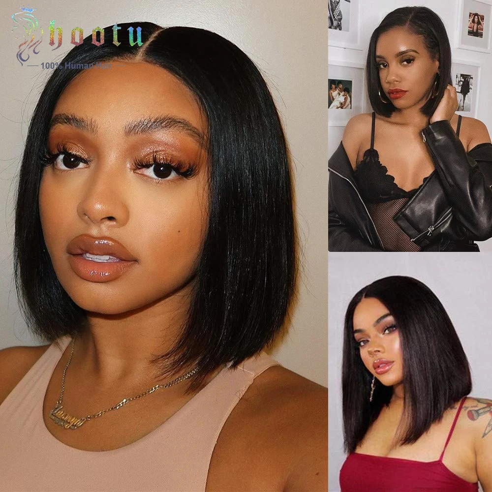 

Bob Wig Human Hair Straight 13x4 Lace Front Wigs Human Hair Pre Plucked with Baby Hair 180% Dentisy Short Straight Bob Wigs