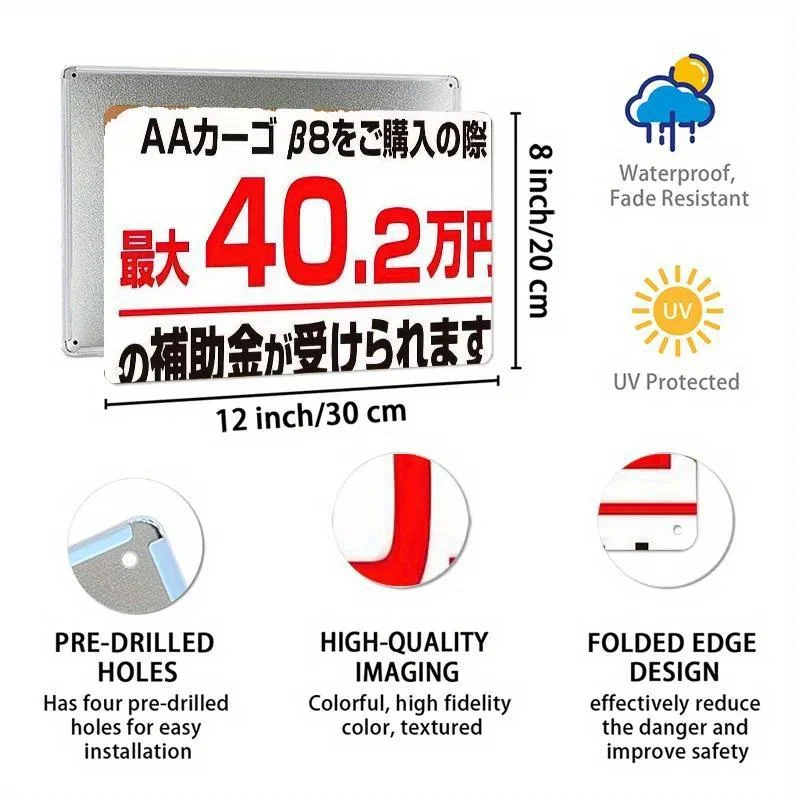 Vintage metal Sign - 40.2 Million Yen Government Assistance Application Wall Decor,  Retro Bar Plaque for Home, Office,Outdoor