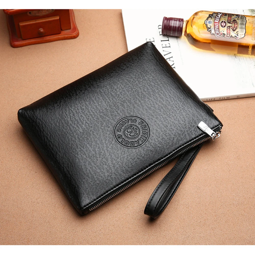 2023 New Men\'S Clutch Envelope Bag Pu Soft Leather Large-Capacity Wallet Mobile Phone Bag Male Elegant Leisure Stylish Hand Bags