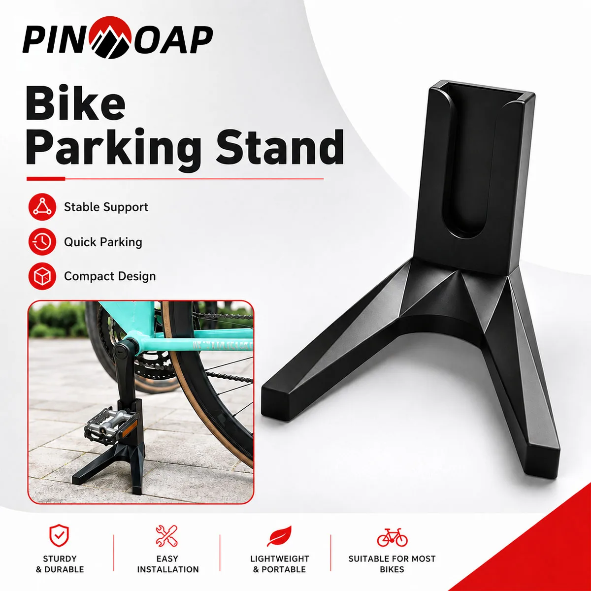PINMOAP 1PC Portable Bike Parking Stand Bicycle Rack Holder Storage Support For Mtb Road Bike Garage Home Indoor Outdoor Use