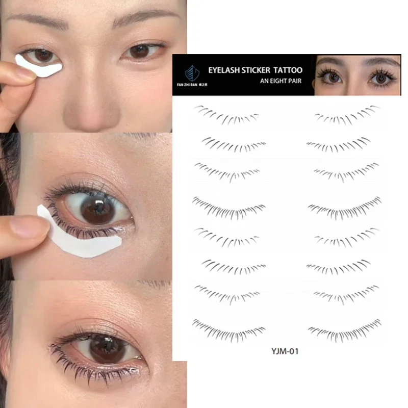 Autocollants de faux cils inférieurs imperméables, patch de tatouage temporaire, extension de cils naturels réalistes, maquillage