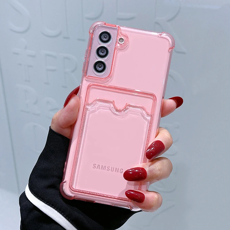 Card Holder Bag Transparent Case For Samsung Galaxy S21 FE S22 S23 Plus A13 A14 A34 A54 M33 M53 A22 A32 A42 A52 A33 A53 5G Case